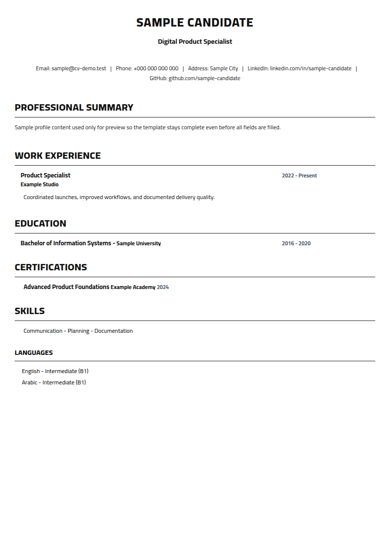 Professional Linear CV